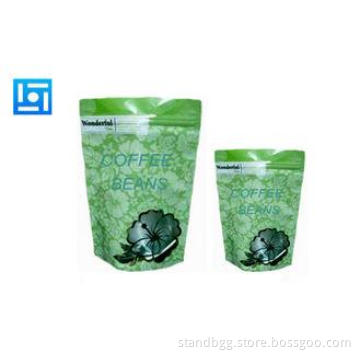 Green Aluminum Bags Food Packaging / Sealable Flat Bottom P